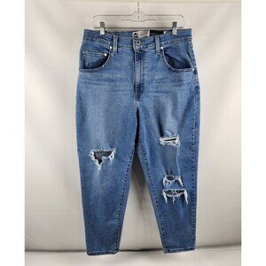 Levis Jeans Womens 32x26 Blue Silvertab Vintage Distressed Crop Mom Jeans